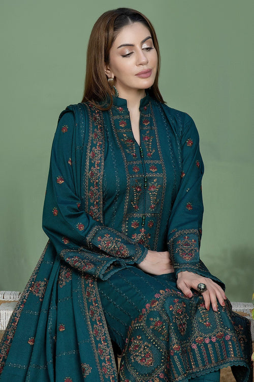 Unstitched Dhanak Stuff Full Embroidered Suit With Dhanak Embroiderd Shawl