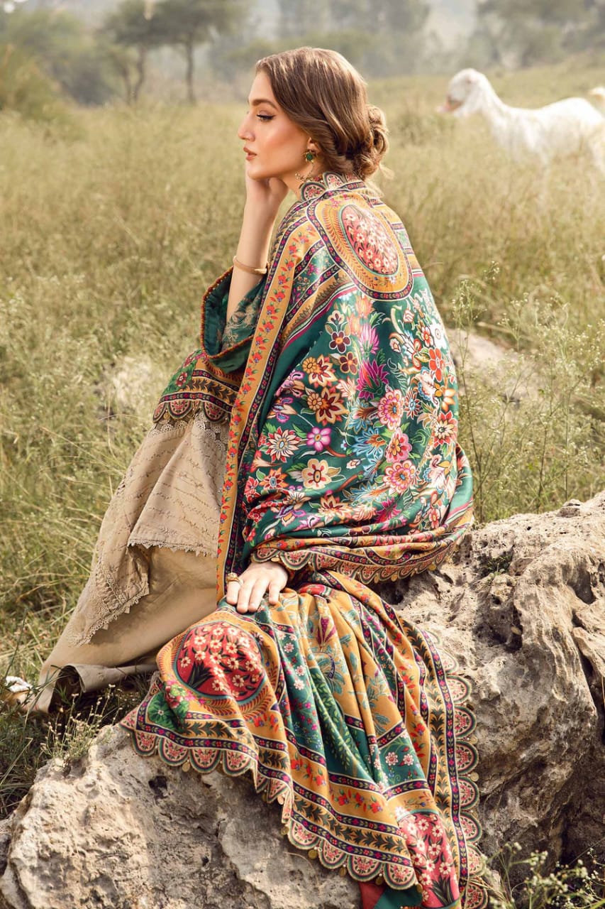 MB-2580 Lawn Unstitched Embroidered 3pc Suit With Poly Lawn Printed Dupatta