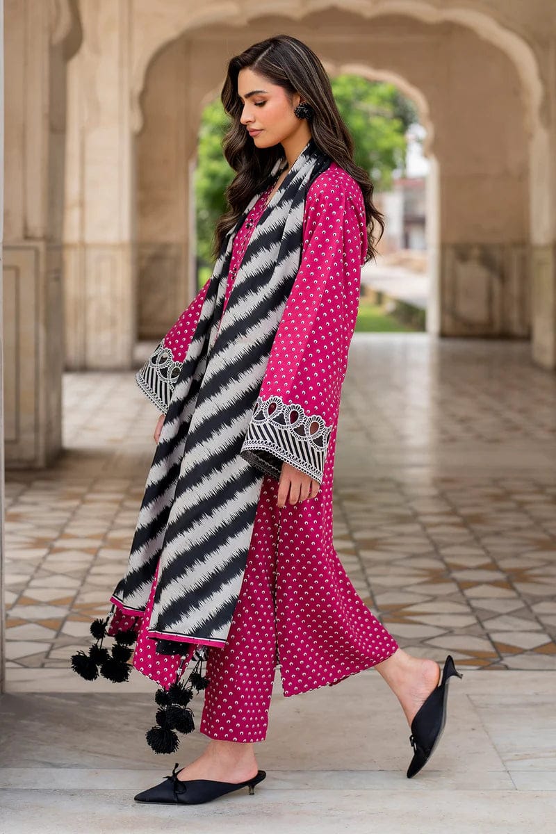 BQ-411 Digital Printed Unstitched 3pc Lawn Suit With Digital Printed Lawn Dupatta