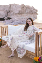 QL2605 Lawn Unstitched Embroidered 3pc Suit With Organza Embroidered Dupatta