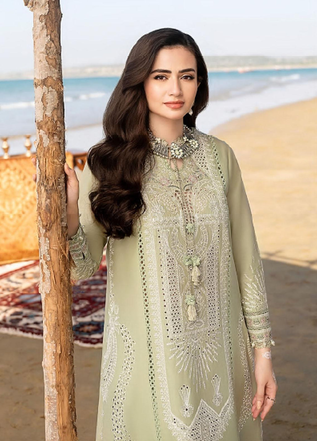 CH-10 Embroidered ChickenKari Lawn Suit With Printed Organza Dupatta